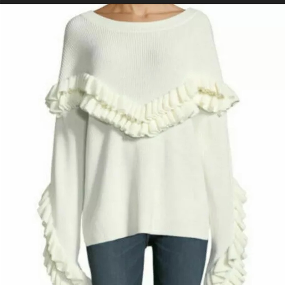 FRAME Ruffled Yoke Sweater $399 XS